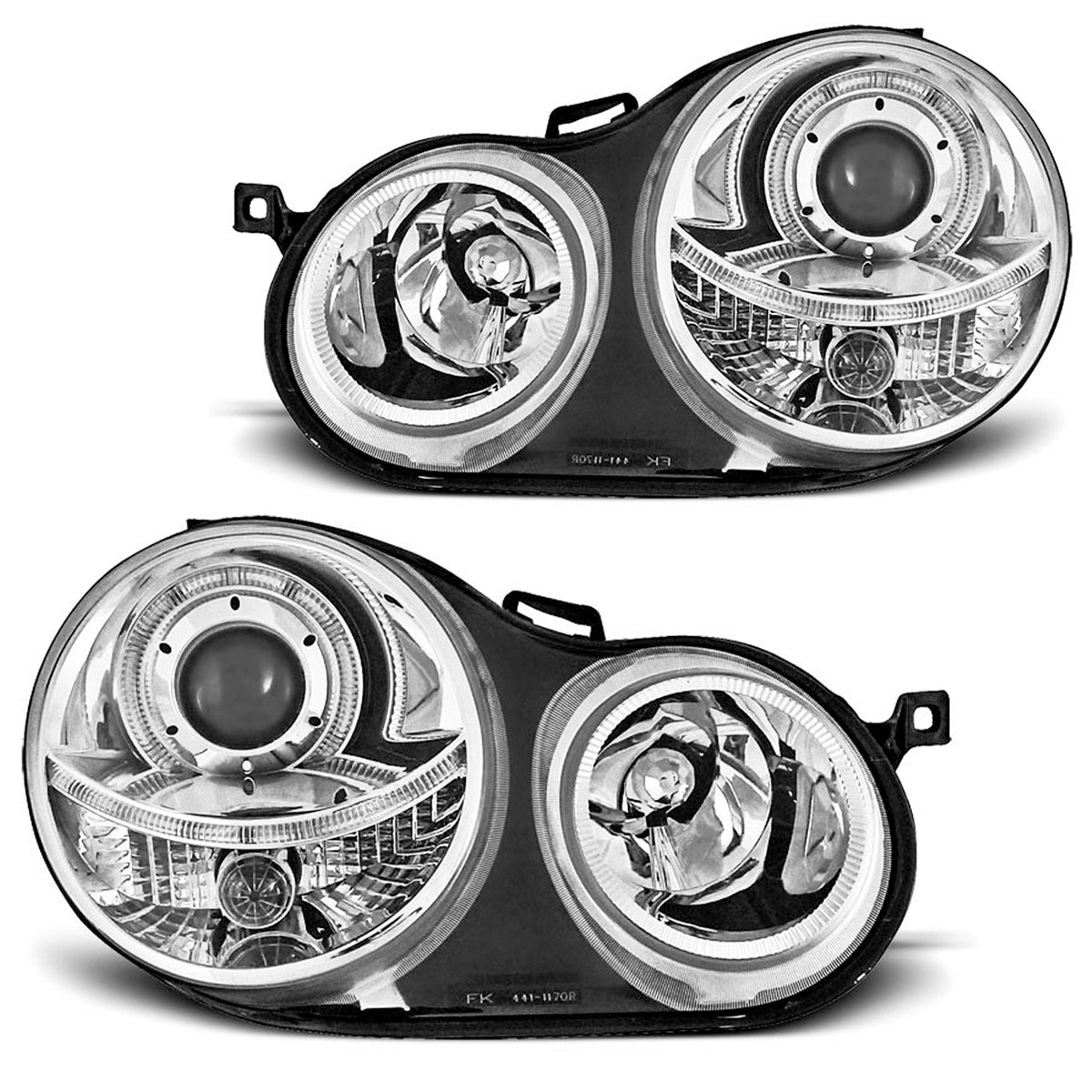 Scheinwerfer Angel Eyes Chrom passend für VW Polo 9N 11.01-04.05