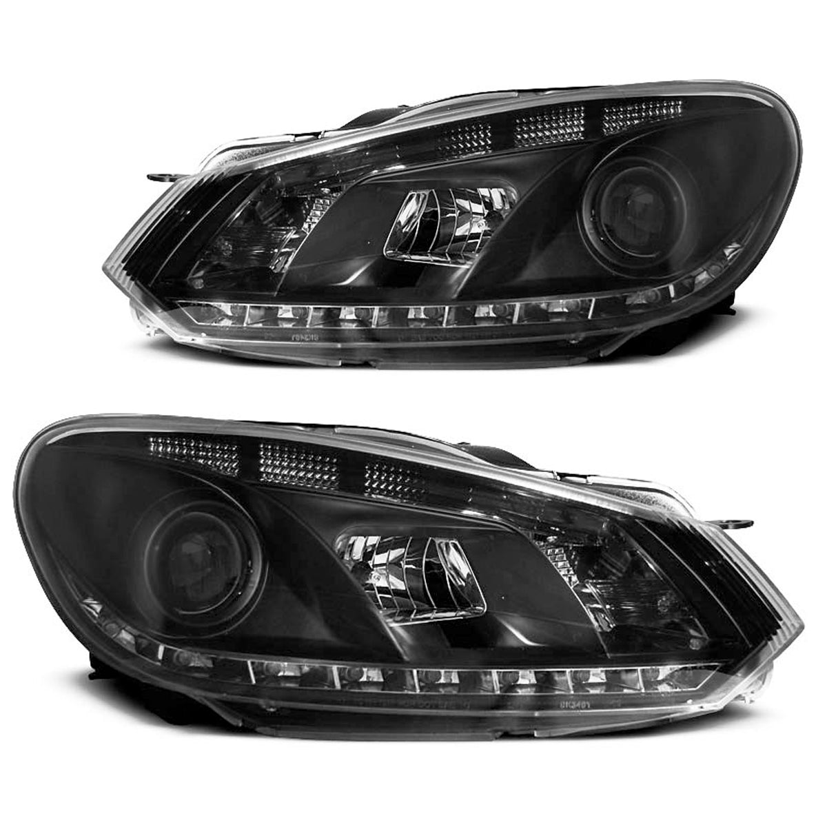 Scheinwerfer True DRL Schwarz passend für VW Golf 6 10.08-12