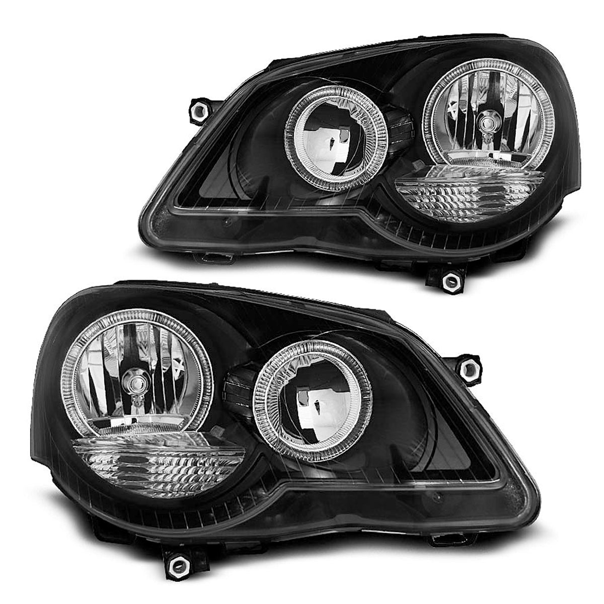 Scheinwerfer Angel Eyes Schwarz passend für VW Polo 9N3 04.05-09