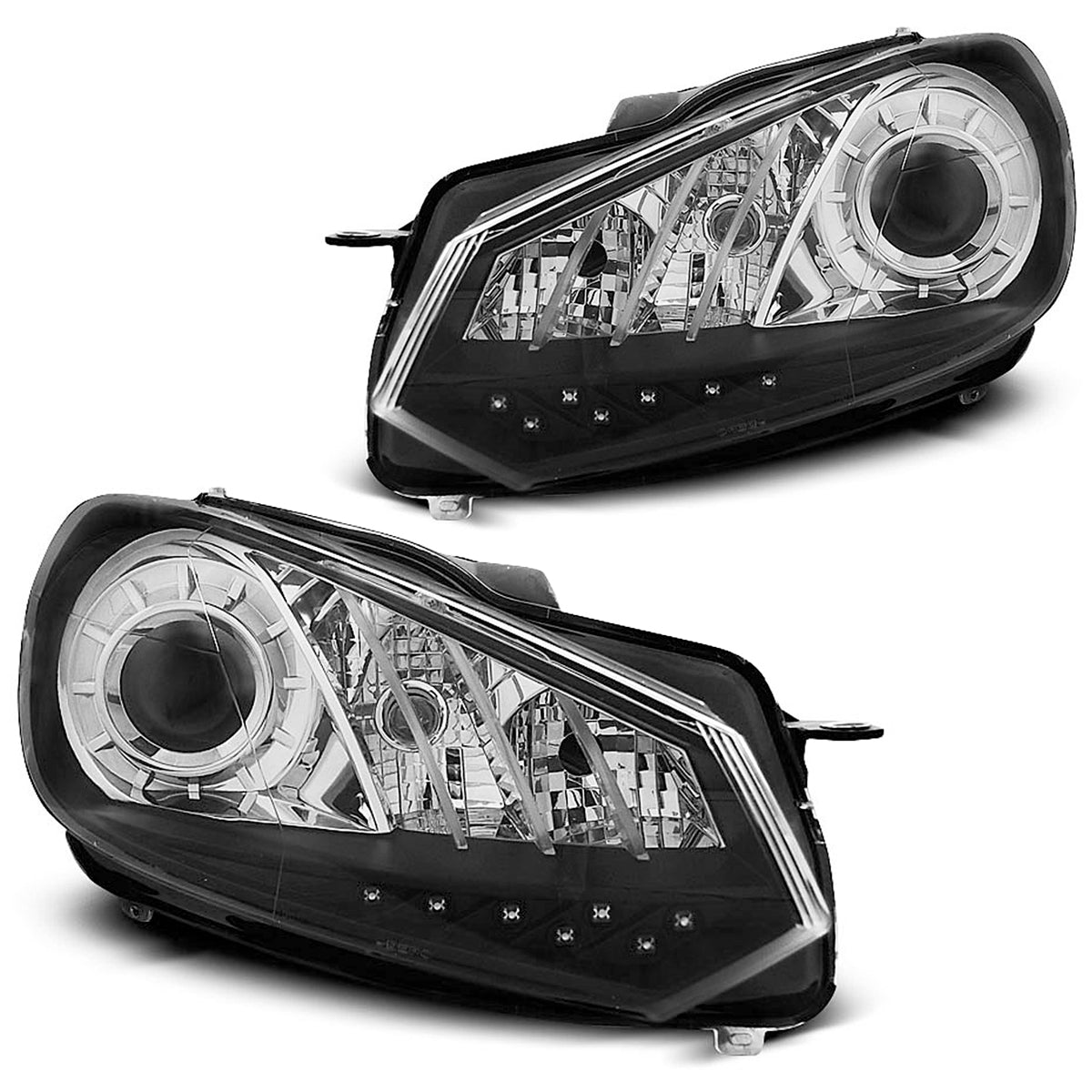 Scheinwerfer True DRL Schwarz passend für VW Golf 6 10.08-12