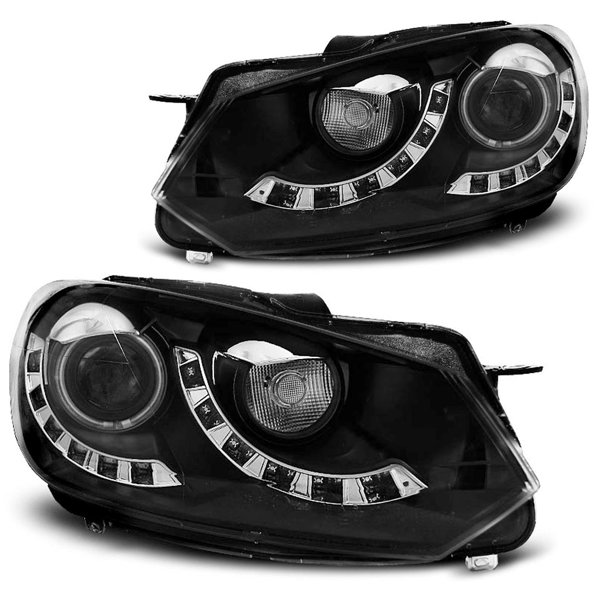 Scheinwerfer Dual True DRL Schwarz passend für VW Golf 6 10.08-12