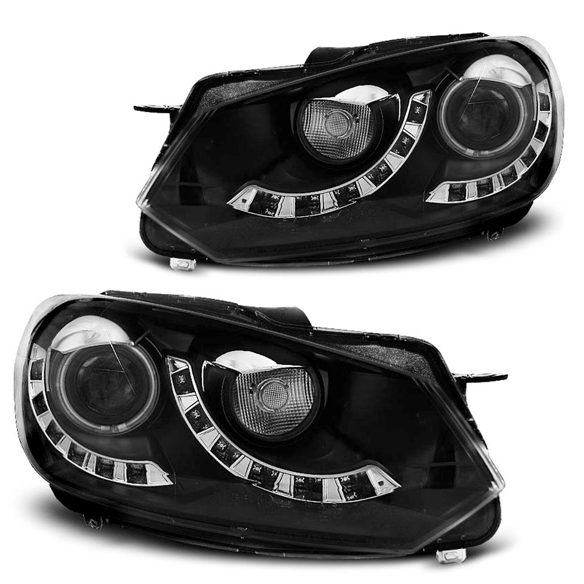 Scheinwerfer Single True DRL Schwarz passend für VW Golf 6 10.08-12