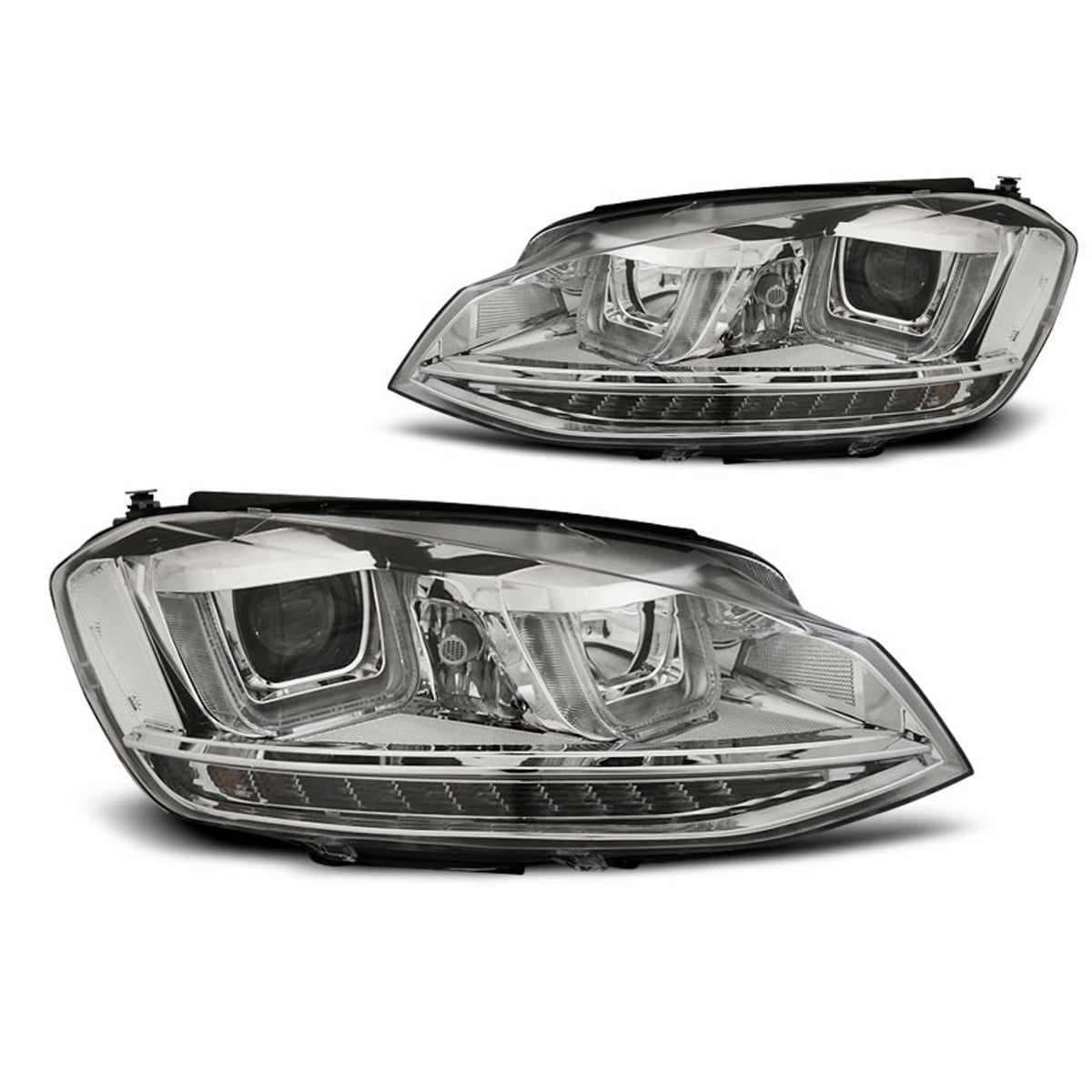 Scheinwerfer U-LED Licht DRL Chrom passend für VW Golf 7 11.12-17