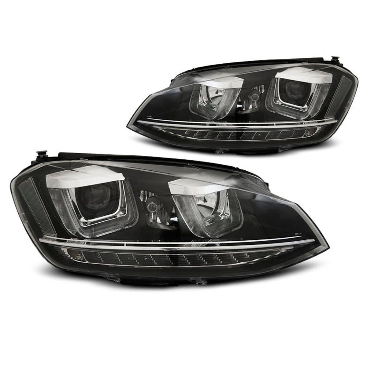 Scheinwerfer U-LED Licht DRL Schwarz passend für VW Golf 7 11.12-17