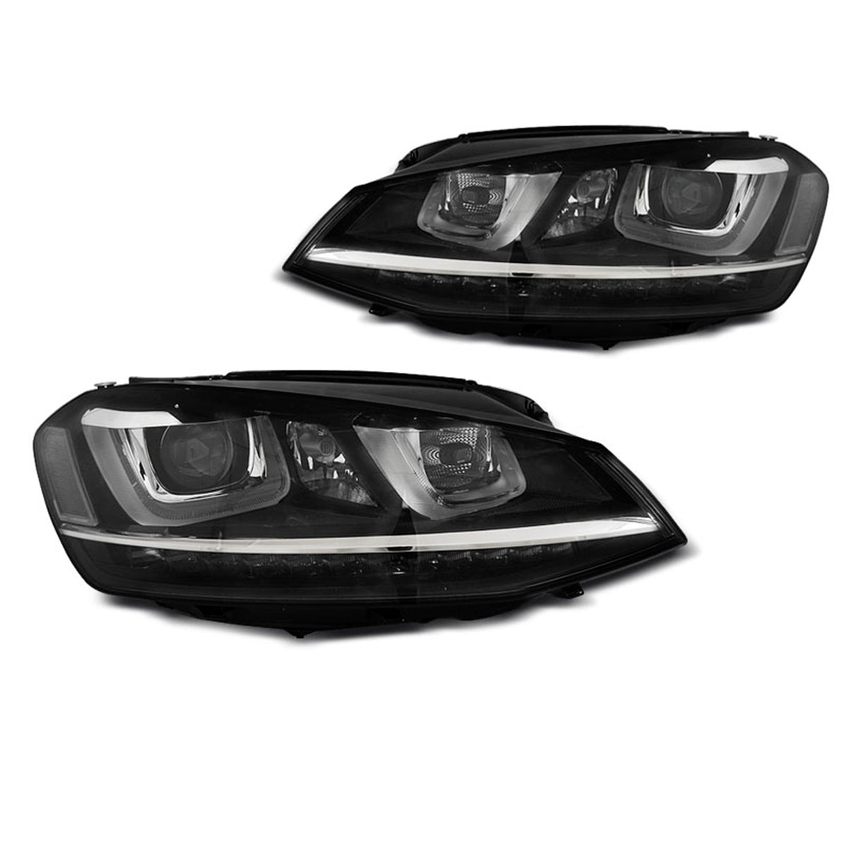 Scheinwerfer U-LED Licht DRL Schwarz passend für VW Golf 7 11.12-17