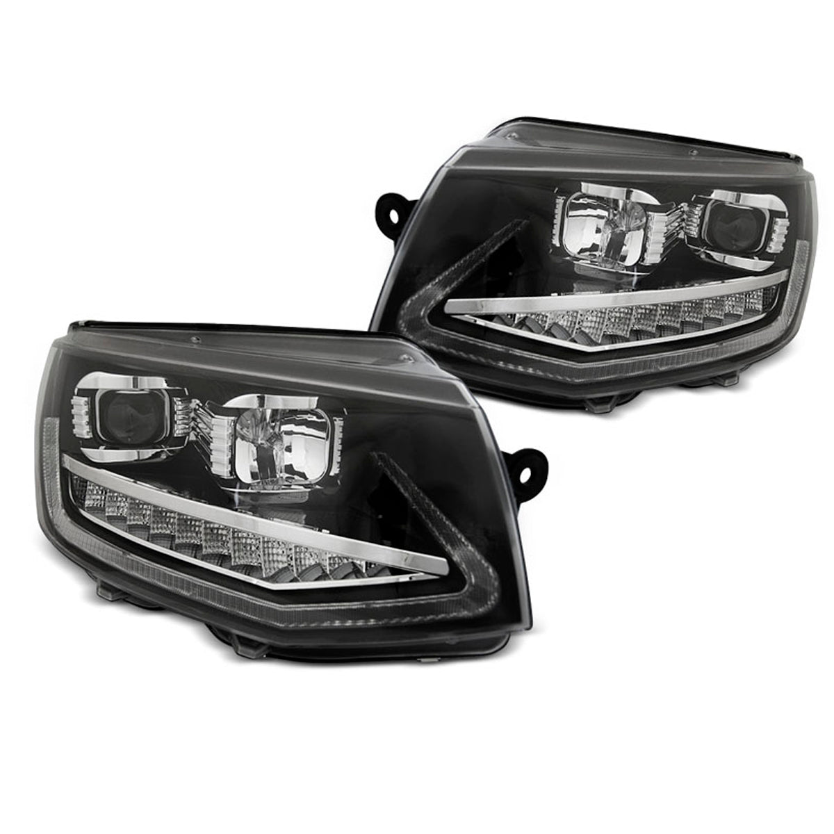 Scheinwerfer Röhrenlicht DRL Schwarz SEQ passend für VW T6 15-19