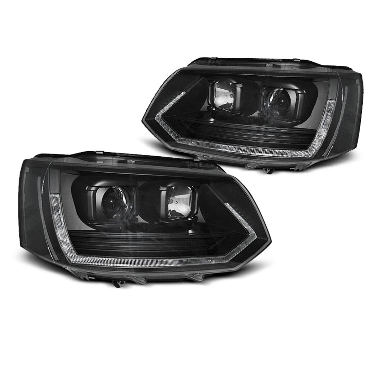 Scheinwerfer Röhrenlicht T6 Optik Schwarz passend für VW T5 2010-2015
