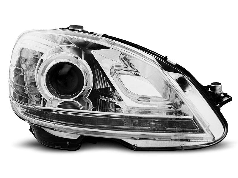 Tuning-Tec LED Tagfahrlicht Scheinwerfer für Mercedes Benz C-Klasse W204 07-10 chrom