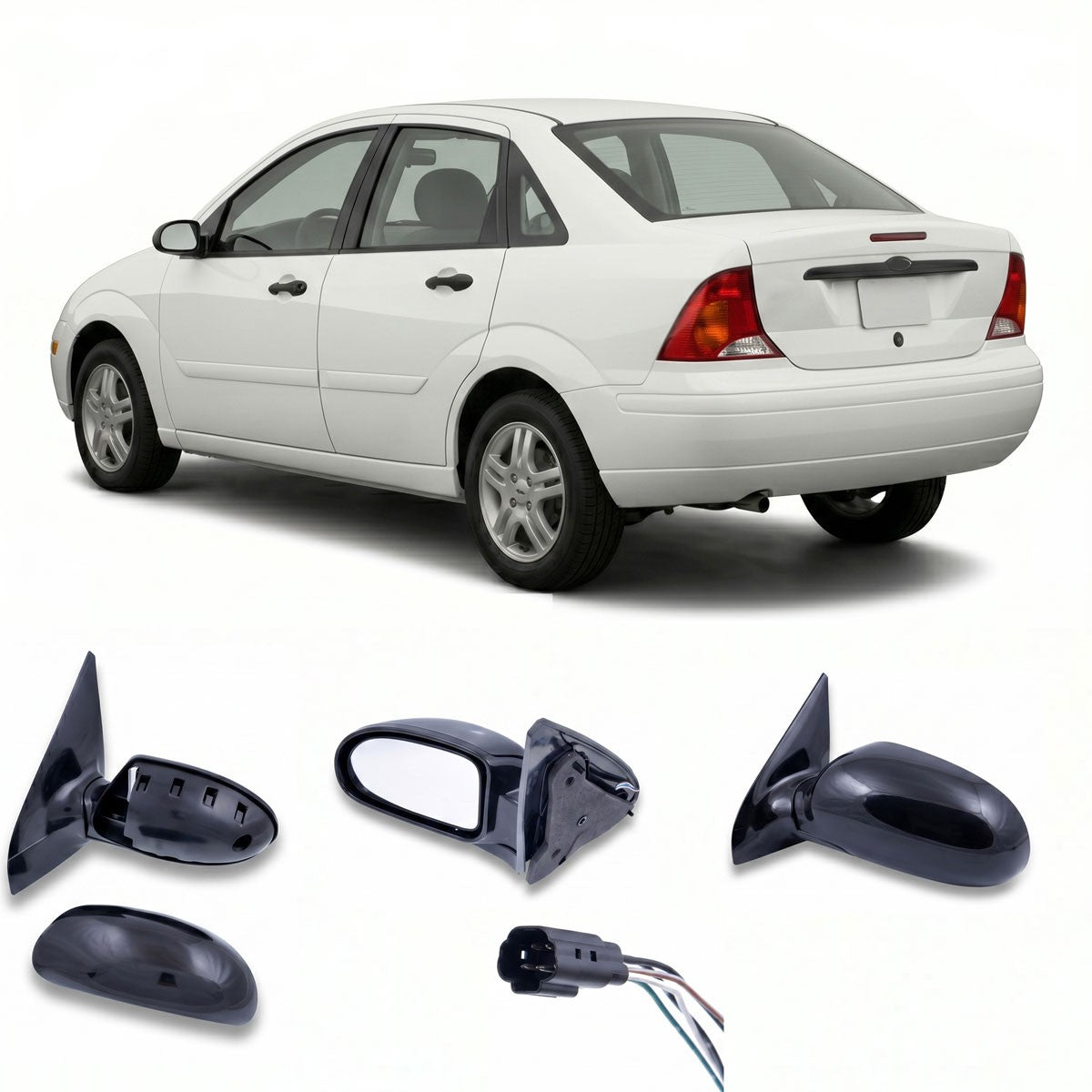 Passend für Ford Focus 1998-2004 linker elektrisch beheizter Außenspiegel grundiert