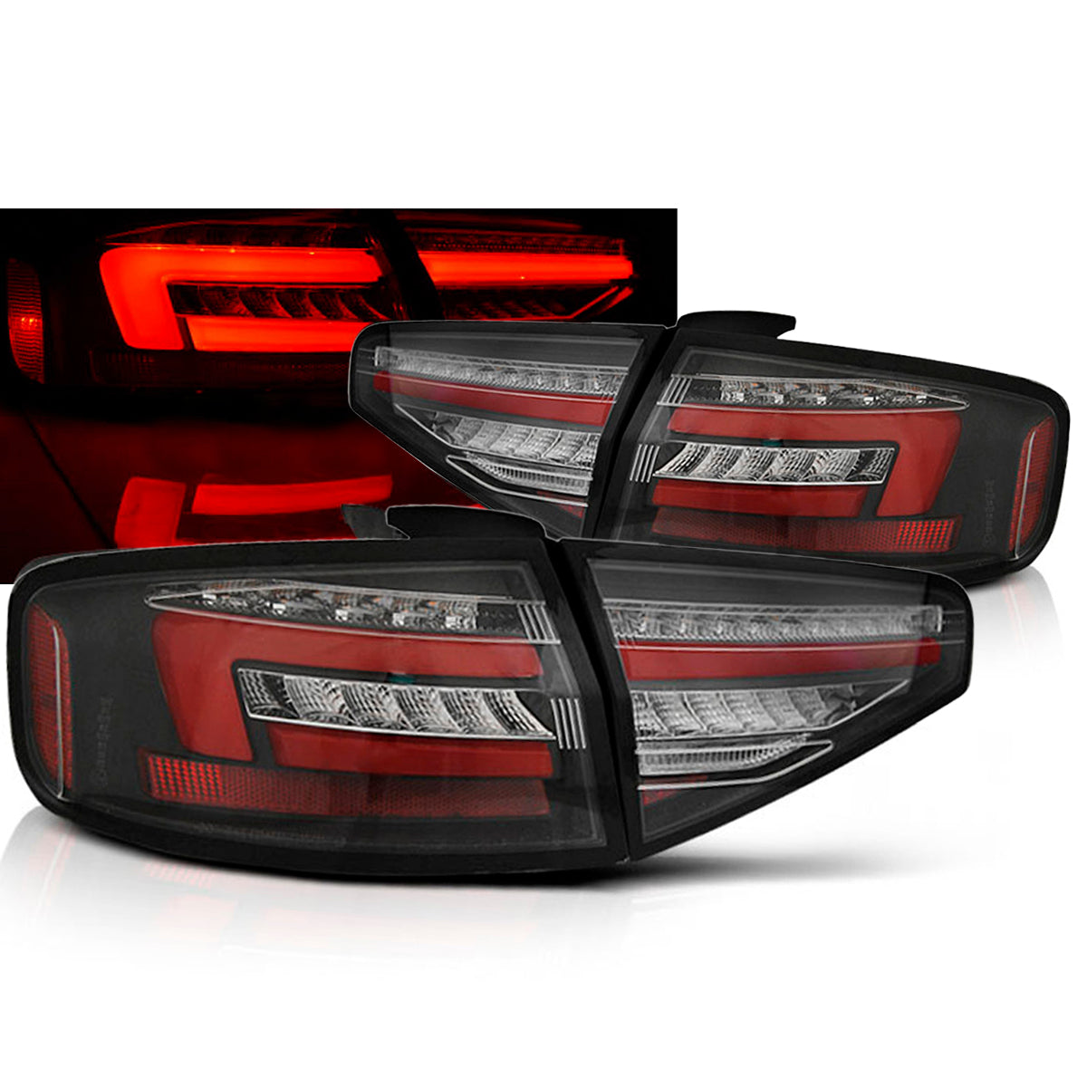 LED BAR Rücklichter Schwarz SEQ passend für Audi A4 B8 12-15 Limousine OEM LED