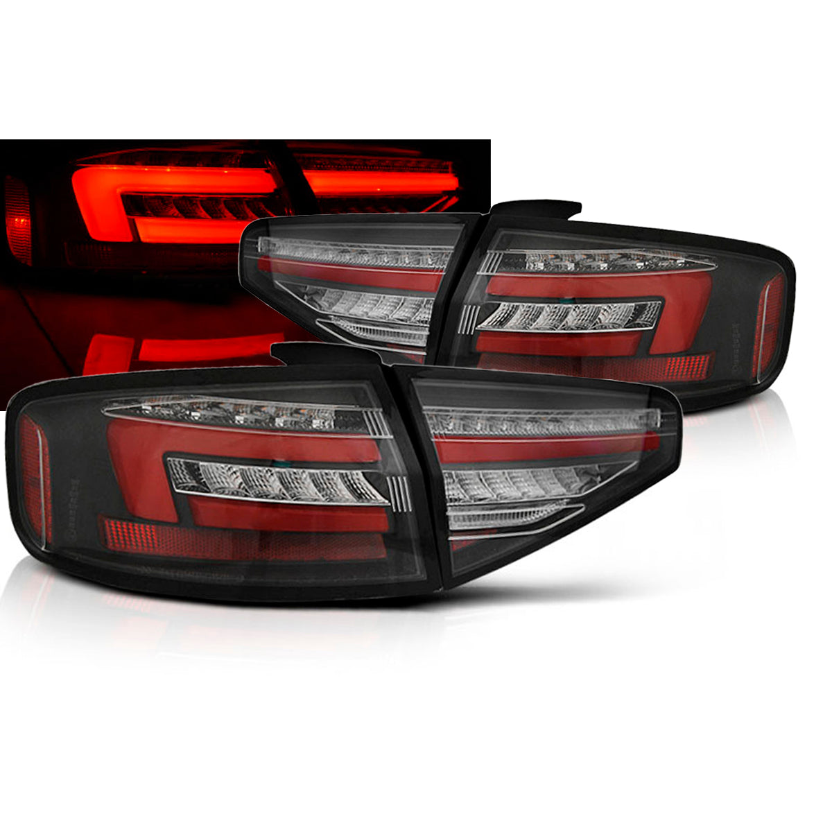 LED BAR Rücklichter Schwarz SEQ passend für Audi A4 B8 12-15 Limousine OEM Glühbirne