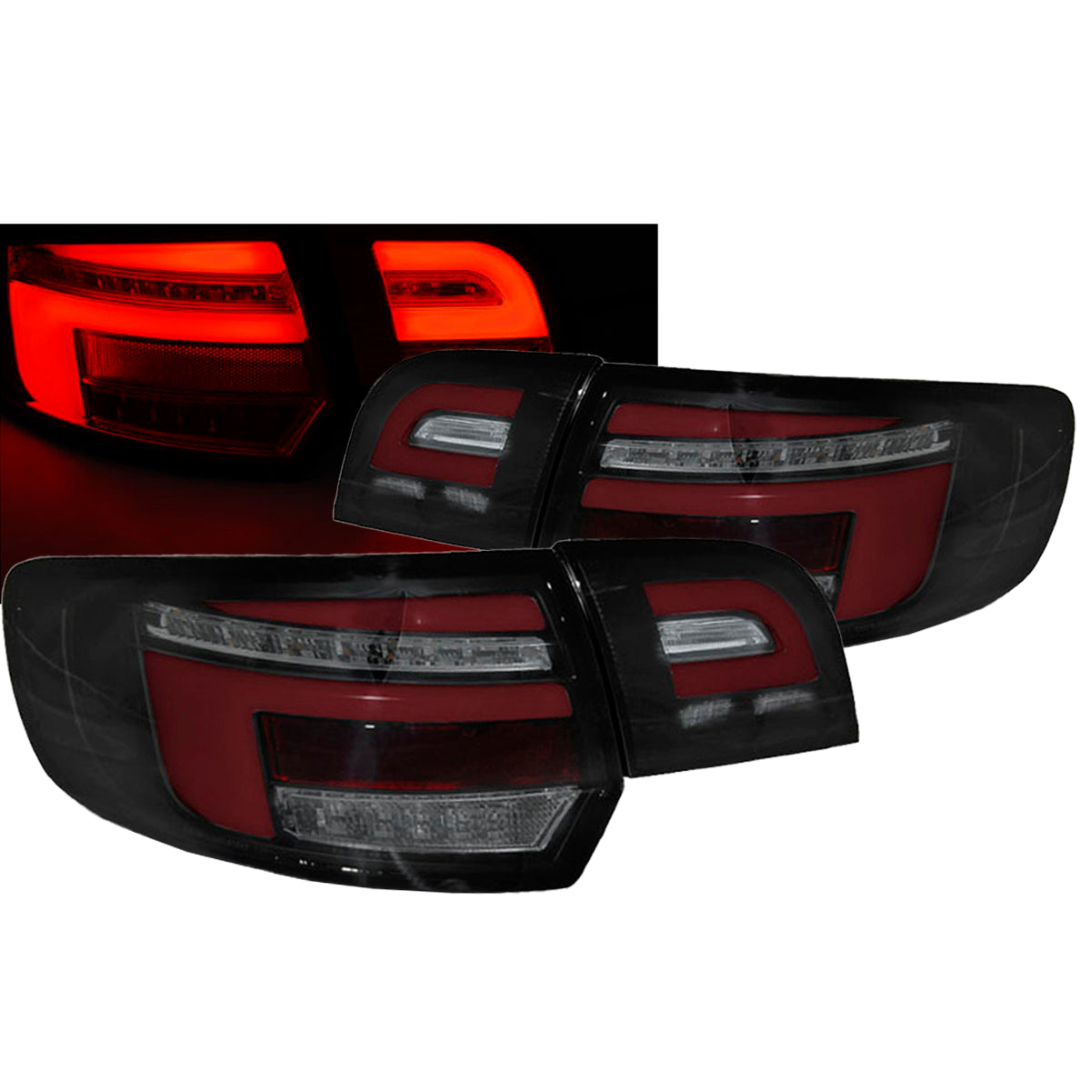 LED BAR Rot Rücklichter Schwarz SEQ passend für Audi A3 8P 5D 03-08