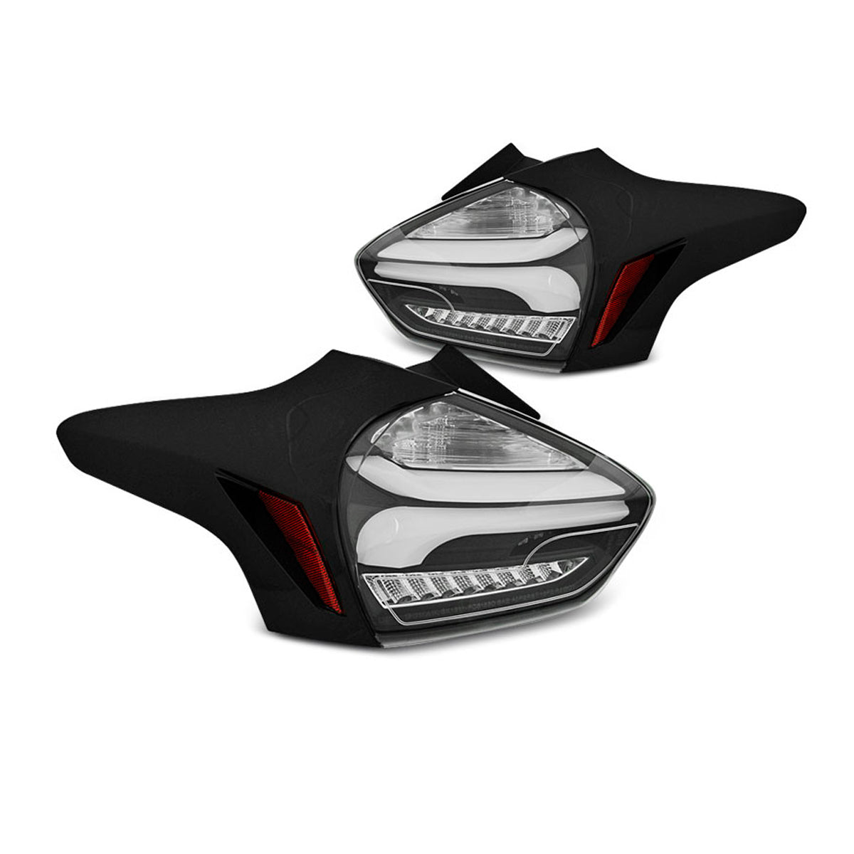Rücklichter passend für Ford Focus 3 15-18 Hatchback Schwarz sequenziell LED