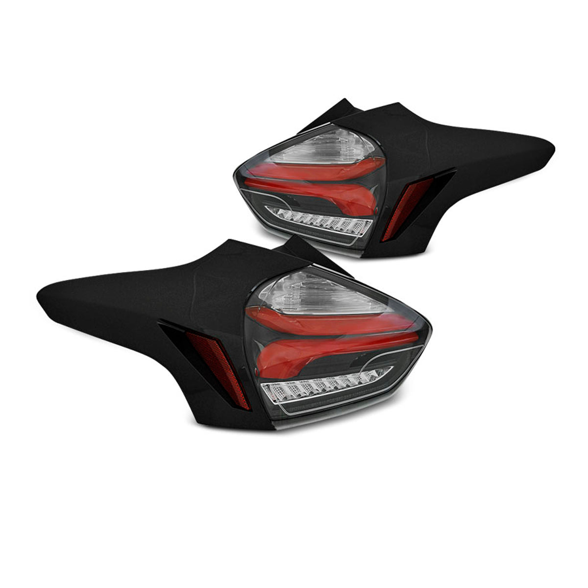 Rücklichter passend für Ford Focus 3 15-18 Hatchback Schwarz Rot sequenziell LED