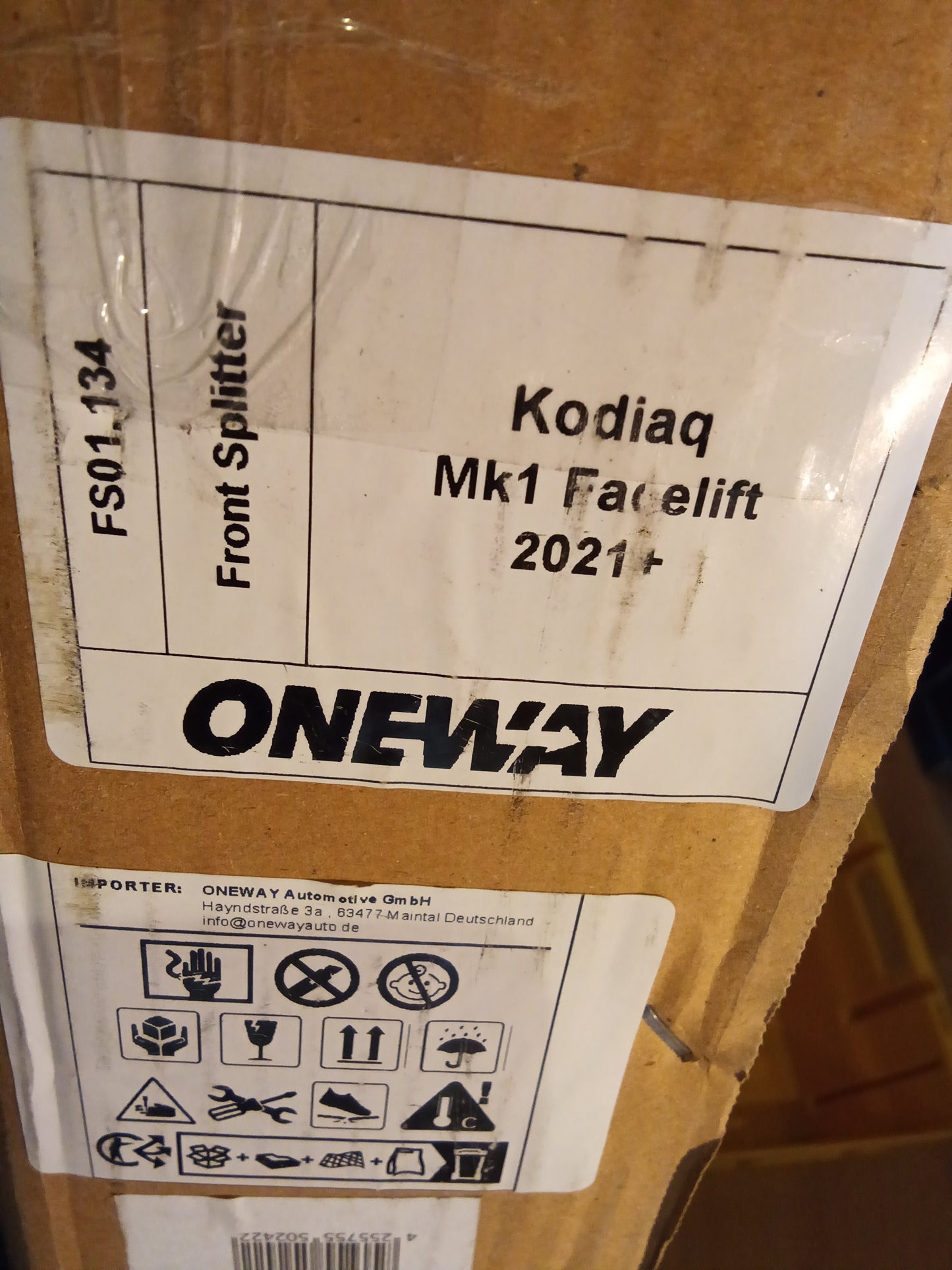 Oneway Frontspoiler passend für Skoda Kodiaq I Facelift 2021-2024 exkl. Sportline/RS - Schwarz glänzend