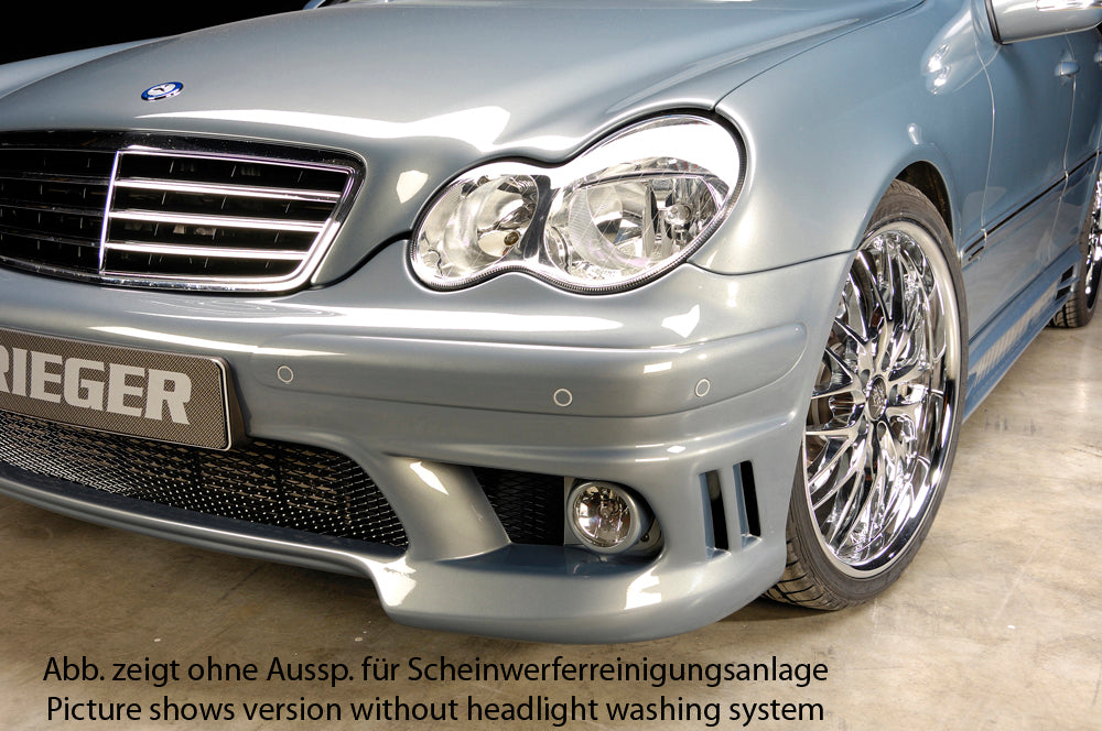 Mercedes C-Klasse (W203) Rieger Spoilerstoßstange ABS, für Fzg. mit Scheinwerferreinigungsanlage, Einparkhilfe (PDC),
inkl. Alugitter, Montagezubehör, ABE