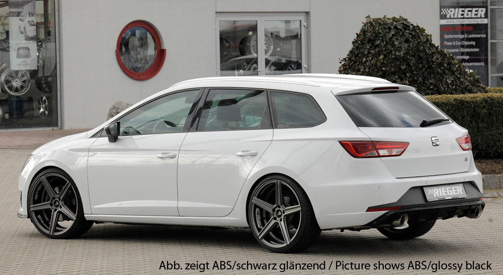 Seat Leon FR (5F) Rieger Heckeinsatz für Sportendrohr li. u. re., (100mm ø), ABS,
inkl. Montagezubehör, Gutachten