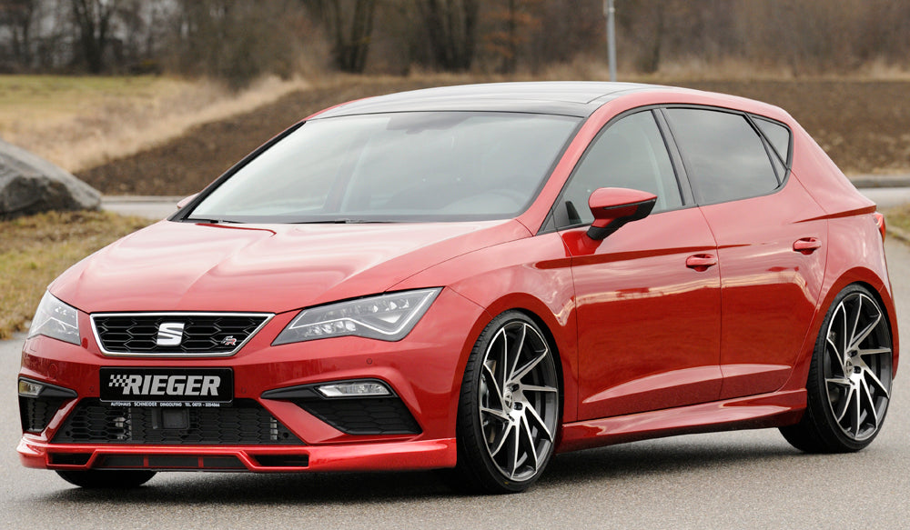 Seat Leon Cupra (5F) Rieger Spoilerlippe mit zusätzlichen Lüftungsschlitzen, ABS,
inkl. Montagezubehör, Alugitter, ABE