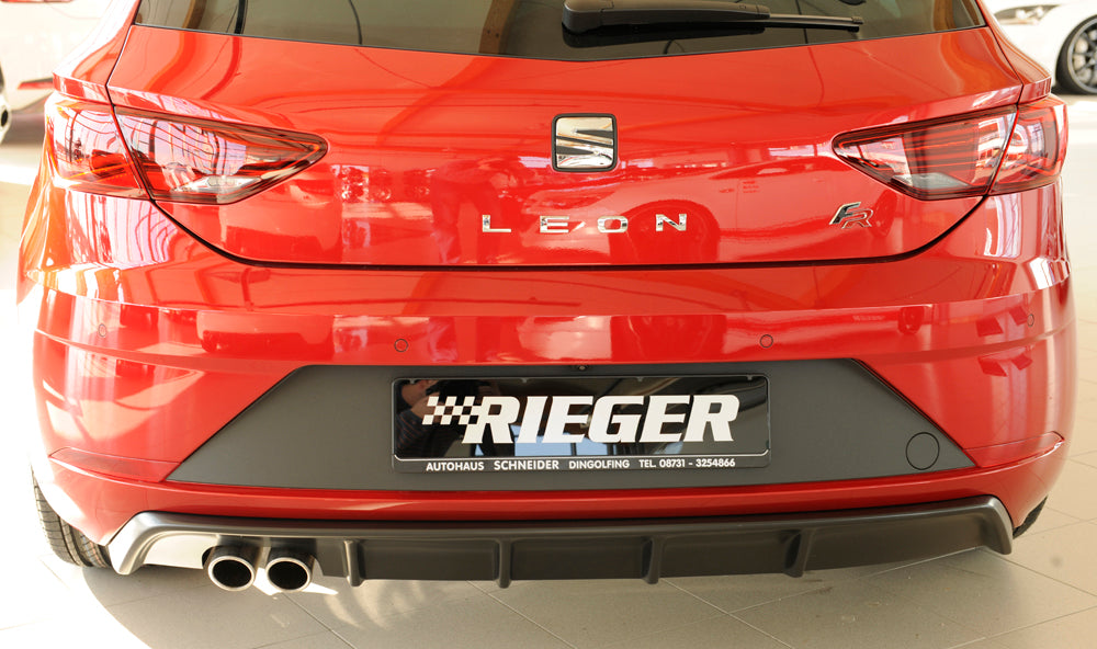 Seat Leon FR (5F) Rieger Heckeinsatz für Doppelendrohr li., ABS,
inkl. Montagezubehör, Gutachten