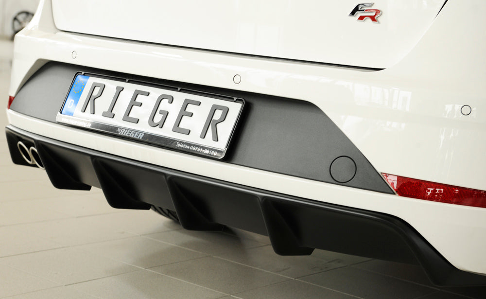 Seat Leon FR (5F) Rieger Heckeinsatz für Fzg. ohne Anhängekupplung für Doppelendrohr li., ABS,
inkl. Montagezubehör, Gutachten