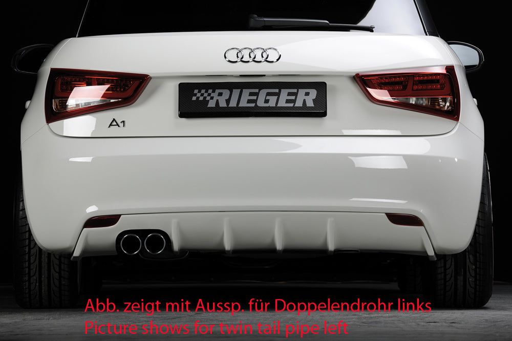 Audi A1 (8X) Rieger Heckeinsatz für orig. Endrohr li., ABS, für Fzg. ohne S-Line Exterieur,
inkl. Montagezubehör, Gutachten