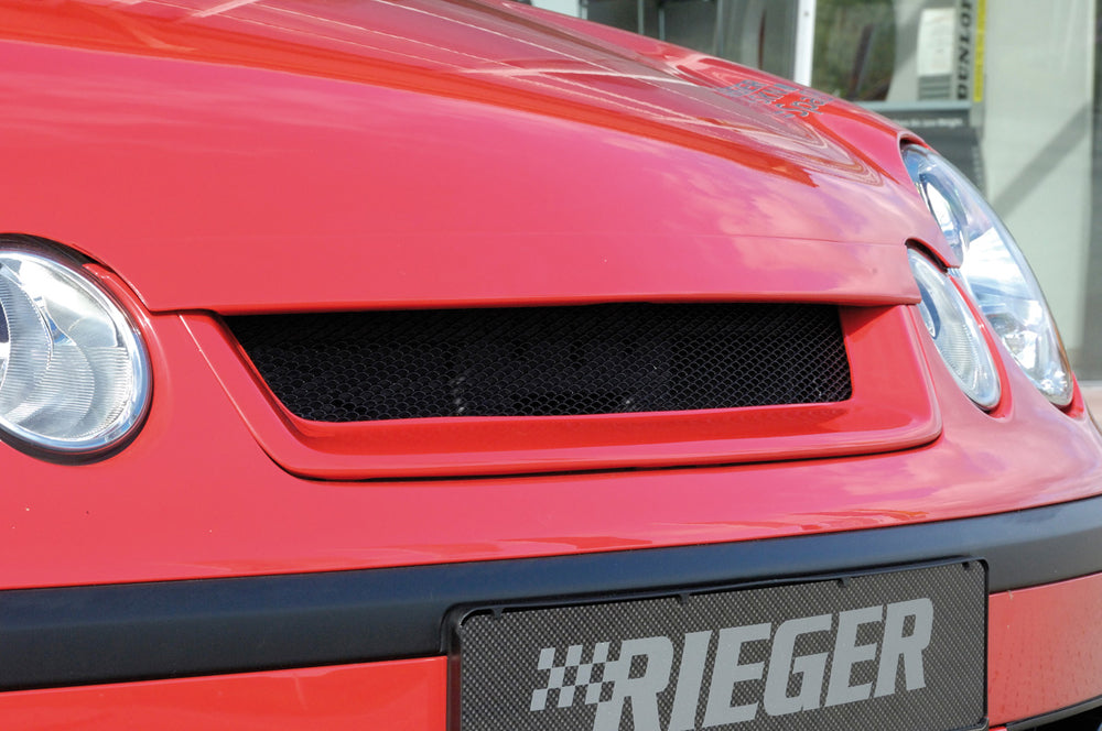 VW Polo 5 (9N) Rieger Grill nicht für 9N2 ! ohne Aussparung für Emblem, ABS,
inkl. Alugitter, Gutachten, Montagezubehör