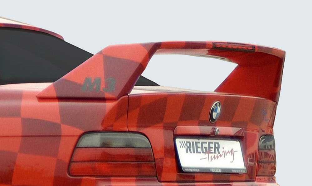 BMW 3er E36 Rieger Heckflügel Breitbau II mit 3. Bremsleuchte, GFK,
inkl. Gutachten, Montagezubehör