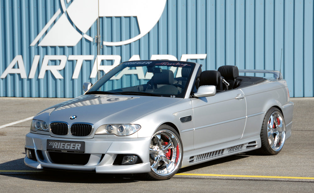 BMW 3er E46 Rieger Spoilerstoßstange E92-Look mit Halter f. orig. NSW, ABS,
inkl. Alugitter, Montagezubehör, ABE