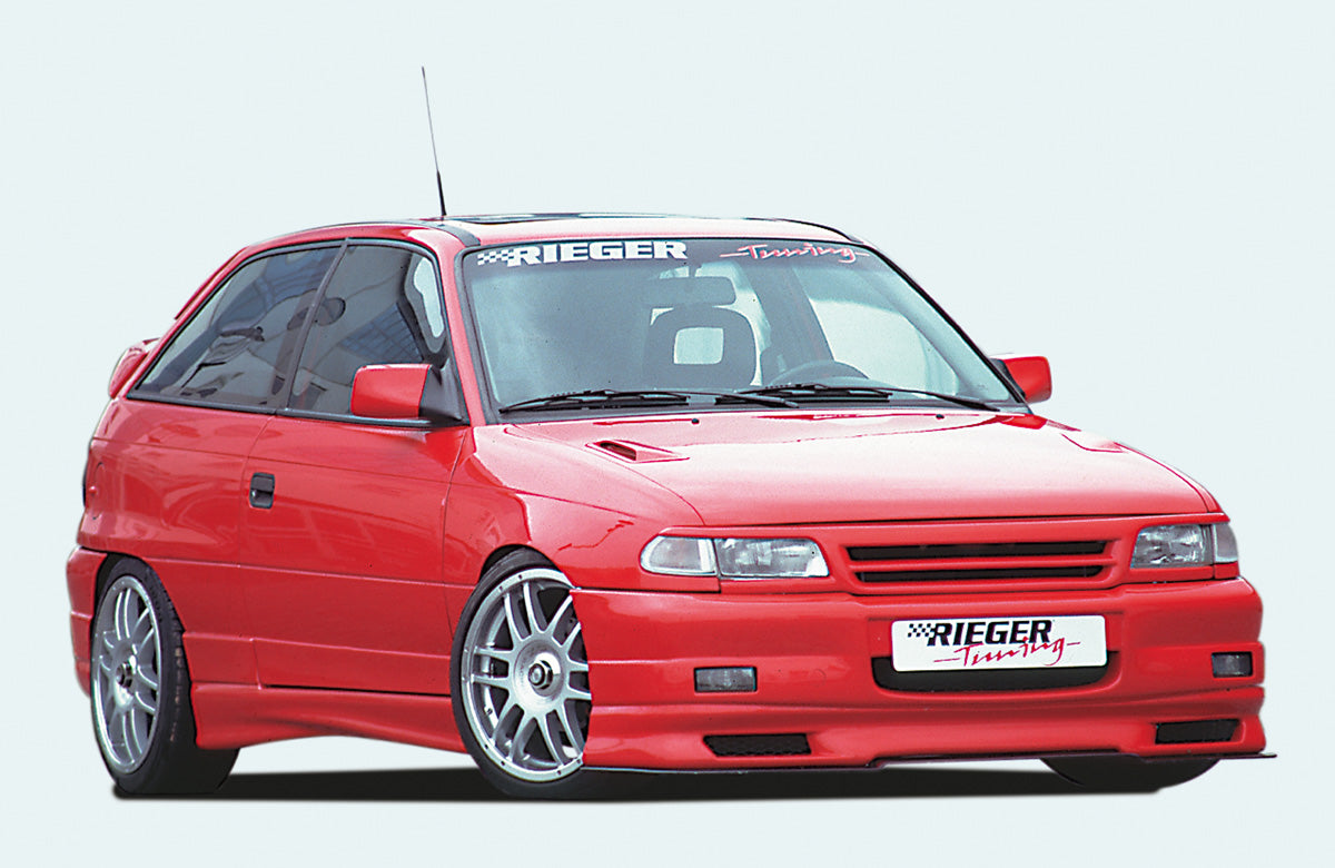 Opel Astra F Rieger Spoilerstoßstange RT 01 -> auch GSI mit Aussparung für NSW, ABS,
inkl. Alugitter, Gutachten, Montagezubehör