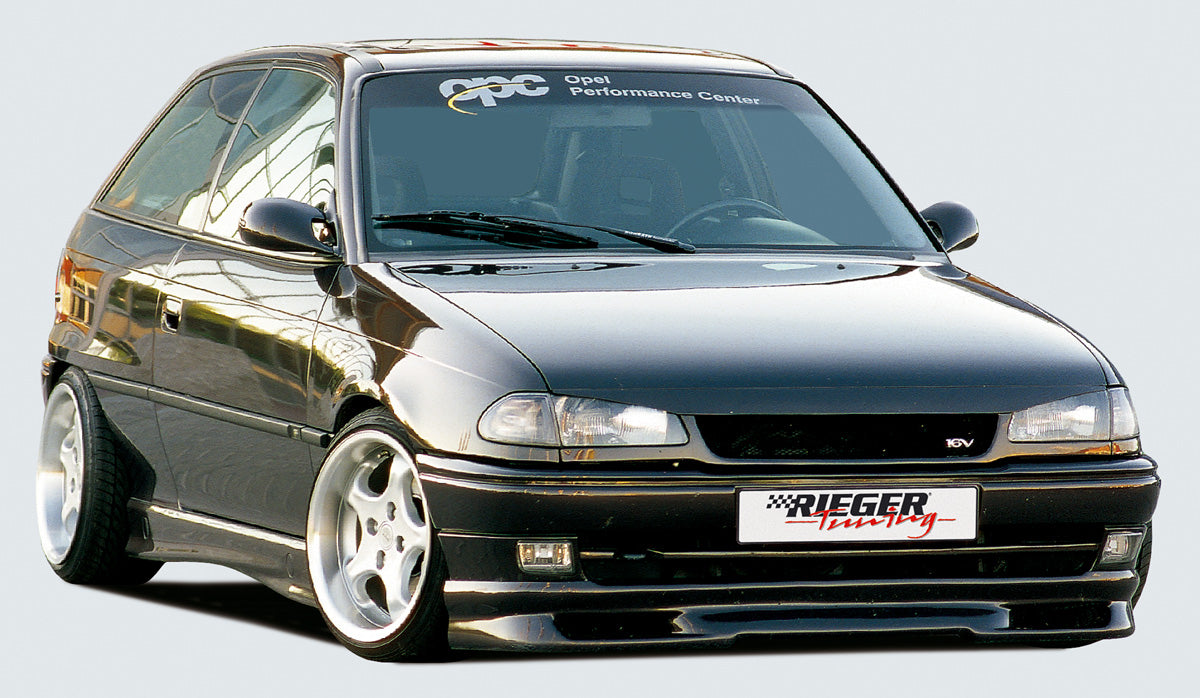 Opel Astra F Rieger Spoilerschwert für Spoilerlippe 51010 gekantete Version, für Spoilerlippe, ABS,
inkl. Montagezubehör, Gutachten
