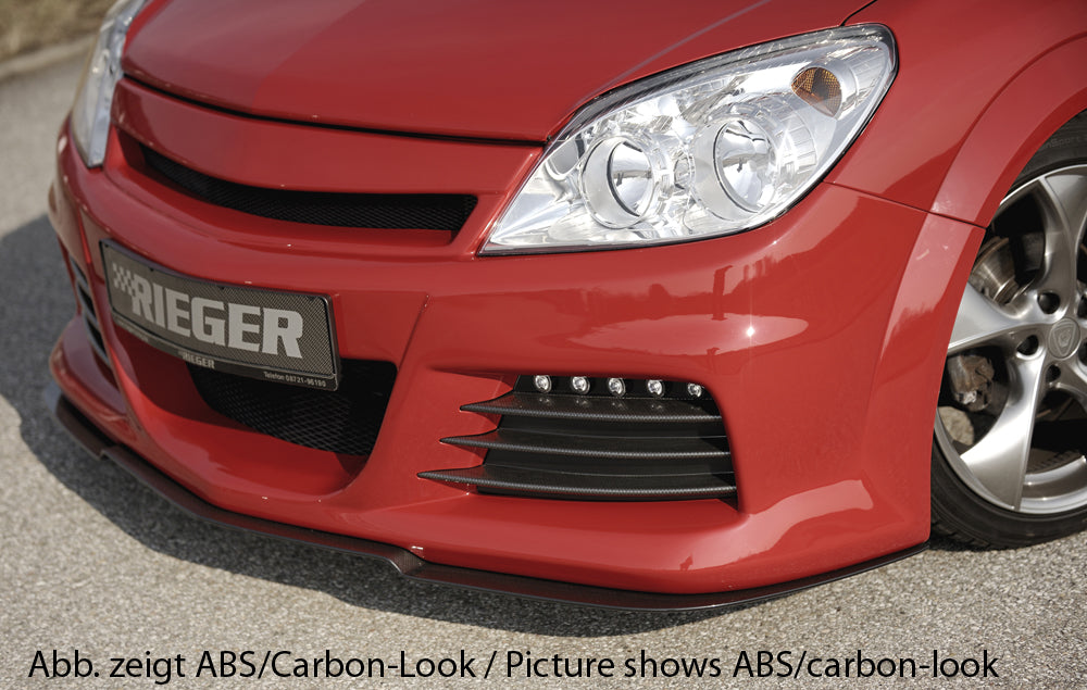 Opel Astra H Rieger Spoilerschwert für Spoilerstoßstange 51260/61/62/70/71/72 gekantete Version, für Spoilerstoßstange, ABS, für Fzg. mit OPC und ohne OPC,
inkl. Montagezubehör