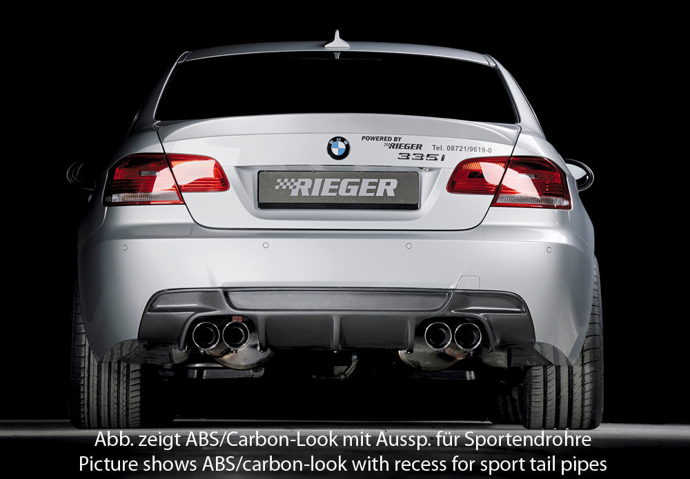 BMW 3er E92 Rieger Heckeinsatz Nur für 335i / 335d für orig. Endrohr li. u. re., ABS, für Fzg. mit M-Technik,
inkl. Montagezubehör, Gutachten