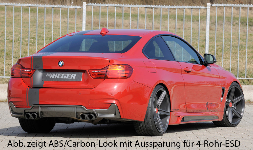 BMW 4er F32 (3C) Rieger Heckeinsatz (nur 435i) nur für M-Paket-Heckschürze für orig. Endrohr li. u. re. (435i-/440i-Look), ABS, für Fzg. mit M-Technik,
inkl. Montagezubehör, Gutachten
