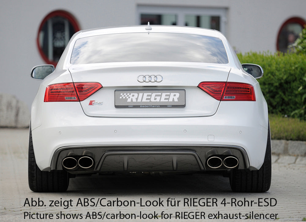Audi A5 S5 (B8/B81) Rieger Heckeinsatz für orig. Doppelendrohr li u. re, ABS, für Fzg. mit S-Line Exterieur,
inkl. Montagezubehör, Gutachten
