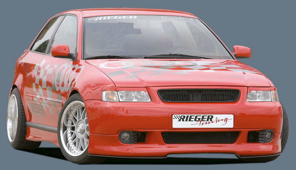 Audi A3 (8L) Rieger Spoilerlippe -> ab Mod. 2000 mit Aussparung für NSW, ABS,
inkl. Alugitter, Gutachten, Montagezubehör