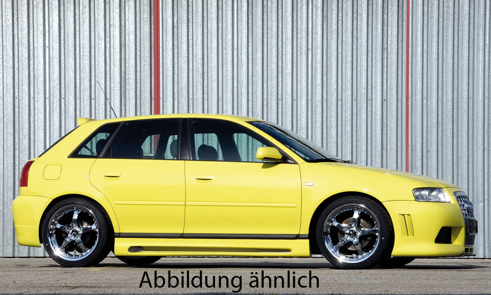Audi A3 (8L) Rieger Spoilerstoßstange R-Frame -> für original A6 Grill mit zusätzlichen Lüftungsschlitzen, ABS, für Fzg. mit Scheinwerferreinigungsanlage,
inkl. Alugitter, Montagezubehör, ABE