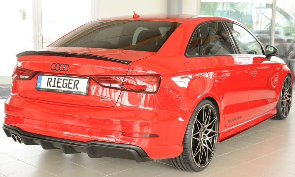 Audi A3 (8V) Rieger Heckeinsatz für Doppelendrohr li., ABS, für Fzg. mit S-Line Exterieur,
inkl. Montagezubehör, Gutachten