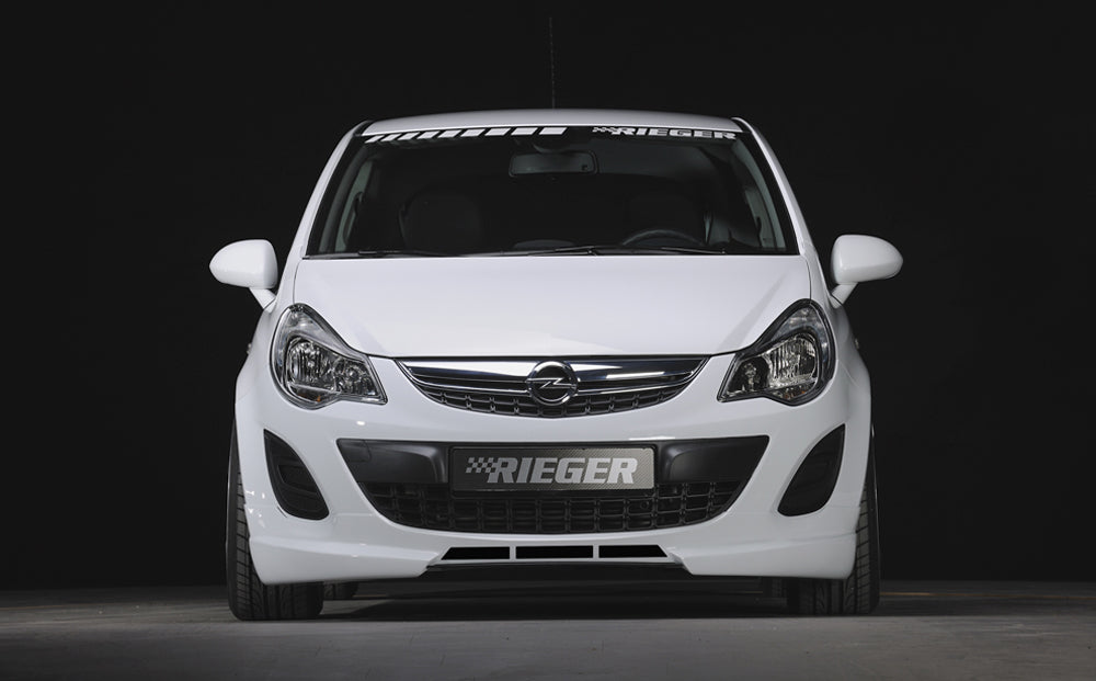 Opel Corsa D Rieger Spoilerlippe mit zusätzlichen Lüftungsschlitzen, ABS,
inkl. Alugitter, Montagezubehör, ABE