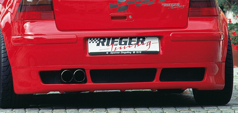 VW Golf 4 Rieger Heckansatz -> nicht für hochgezogene ESD! Nicht für Cabrio ABS,
inkl. Alugitter, Gutachten, Montagezubehör