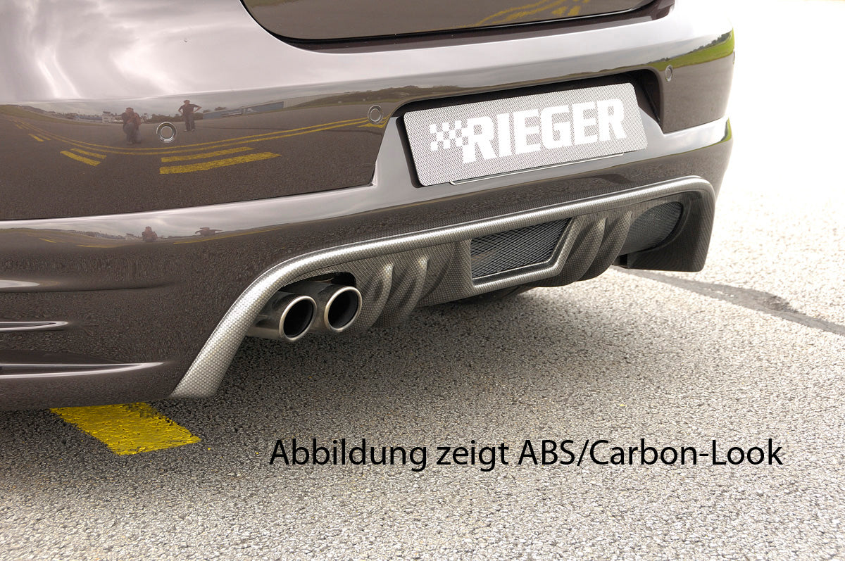VW Eos (1F) Rieger Heckansatz für Doppelendrohr li., ABS,
inkl. Alugitter, Gutachten, Montagezubehör