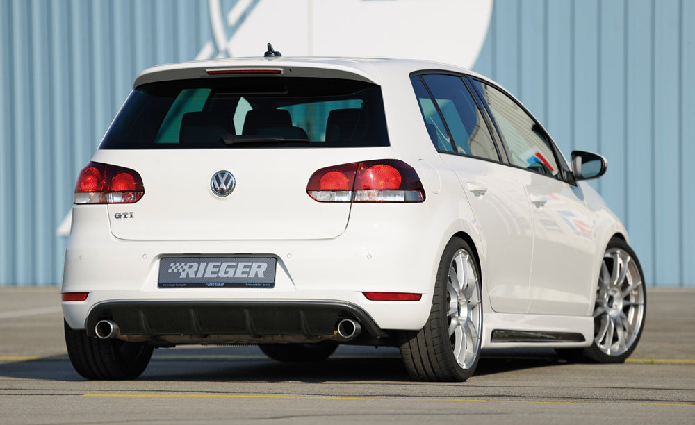 VW Golf 6 GTI Rieger Heckeinsatz für orig. Endrohr li. u. re., ABS,
inkl. Montagezubehör, Gutachten