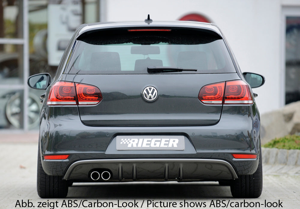 VW Golf 6 Rieger Heckeinsatz mit 2 Doppelfinnen für orig. Doppelendrohr li, ABS,
inkl. Montagezubehör, Gutachten