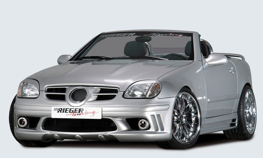 Mercedes SLK (R170) Rieger Spoilerstoßstange (orig. NSW passen nicht mehr) mit seitlichen Rippen, geschlossen, ABS, für Fzg. mit NSW,
inkl. Alugitter, Montagezubehör, ABE
