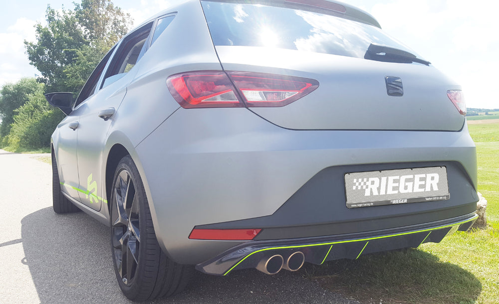 Seat Leon FR (5F) Rieger Heckeinsatz für Doppelendrohr li., ABS, schwarz glänzend,
inkl. Montagezubehör, Gutachten