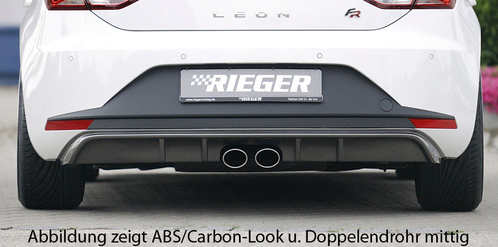 Seat Leon FR (5F) Rieger Heckeinsatz für Doppelendrohr li. u. re., ABS, schwarz glänzend,
inkl. Montagezubehör, Gutachten