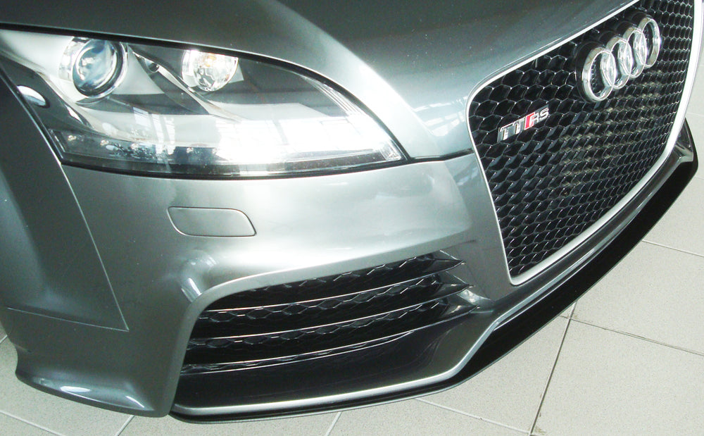 Audi TT RS (8J) Rieger Spoilerschwert für orig. Frontschürze Audi TT RS (8J) gerade Version, für orig. Frontschürze, ABS, schwarz glänzend,
inkl. Montagezubehör, ABE