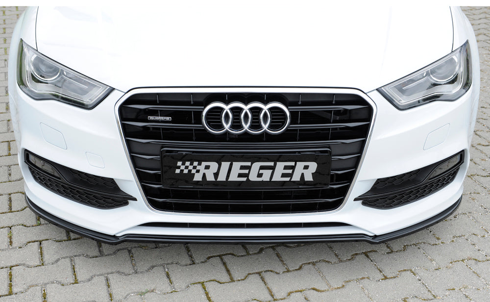 Audi A3 (8V) Rieger Spoilerschwert für orig. S-Line Frontschürze gekantete Version, für orig. Frontschürze, ABS, schwarz glänzend, für Fzg. mit S-Line Exterieur,
inkl. Montagezubehör, ABE