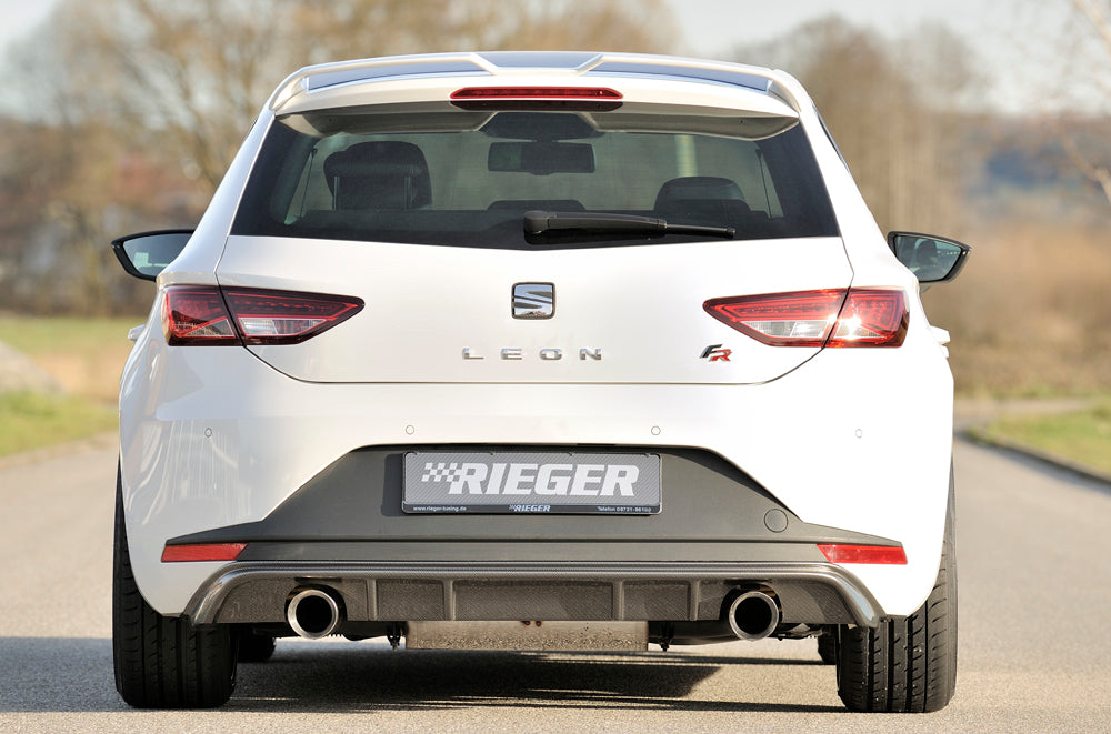 Seat Leon FR (5F) Rieger Heckeinsatz für Sportendrohr li. u. re., (100mm ø), ABS, Carbon-Look,
inkl. Montagezubehör, Gutachten