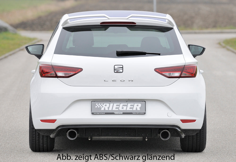 Seat Leon (5F) Rieger Heckschürzenansatz für Sportendrohr li. u. re., (100mm ø), ABS, Carbon-Look,
inkl. Montagezubehör, Gutachten