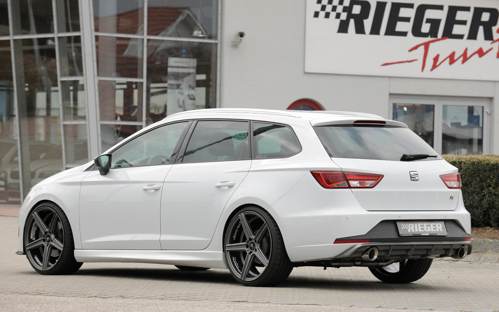 Seat Leon FR (5F) Rieger Heckeinsatz für Sportendrohr li. u. re., (100mm ø), ABS, Carbon-Look,
inkl. Montagezubehör, Gutachten